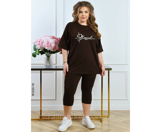 Костюм жіночий футболка + бриджі кулір батал 54,56,58 (8кв) "NOWEMBER" недорого від прямого постачальника, зображення 2