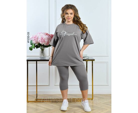 Костюм жіночий футболка + бриджі кулір батал 54,56,58 (8кв) "NOWEMBER" недорого від прямого постачальника, зображення 3