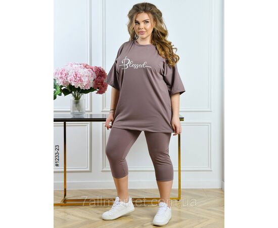 Костюм жіночий футболка + бриджі кулір батал 54,56,58 (8кв) "NOWEMBER" недорого від прямого постачальника, зображення 4