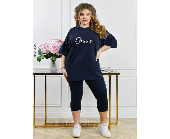 Костюм жіночий футболка + бриджі кулір батал 54,56,58 (8кв) "NOWEMBER" недорого від прямого постачальника, зображення 7