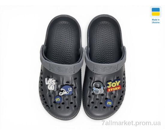 Фотография Кроксы детские летние Лето 009 графіт (8 пар р.30-35) "Rai shoes" недорого оптом от прямого поставщика, изображение 2
