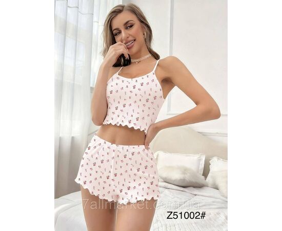 Фотография Пижама женская молодёжная р-ры S-2XL(2цв)"FLOWER" купить недорого от прямого поставщик, изображение 2