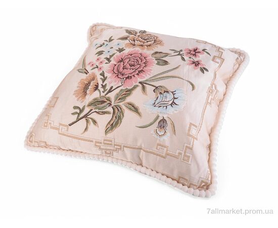 Подушка  10967 гобелен 50x50см beige (2 шт. р.сіткаOne size) "Obuvok" недорого оптом від прямого постачальника, зображення 2
