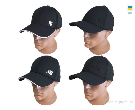 Фотография Кепка унисекс Лето 0738 чорний mix (5 шт. р.сетка M-XL) "Mabi" недорого оптом от прямого поставщика, изображение 2