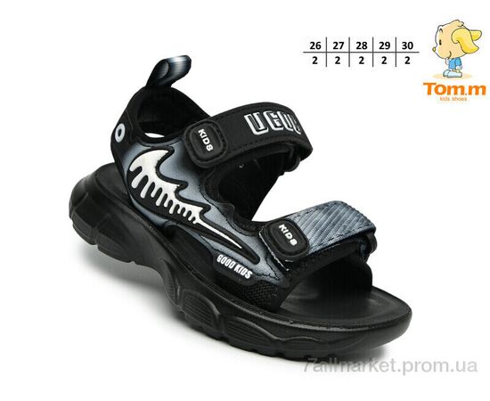 Сандалії дитячі літні Літо B2818 чорний-сірий (10 пар р.26-30) "TOM.M" недорого оптом від прямого постачальника, зображення 2