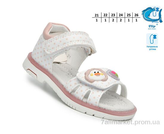 Босоніжки дитячі літні Літо F65105 білий-рожев. (8 пар р.21-26) "TOM.M" недорого оптом від прямого постачальника, зображення 2