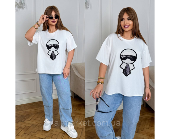 Фотография Футболка женская трикотажная с пайетками  р.46-60 "LADA" недорого оптом от прямого поставщика, изображение 3