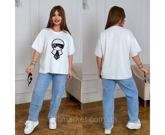 Фотография Футболка женская трикотажная с пайетками  р.46-60 "LADA" недорого оптом от прямого поставщика, изображение 4