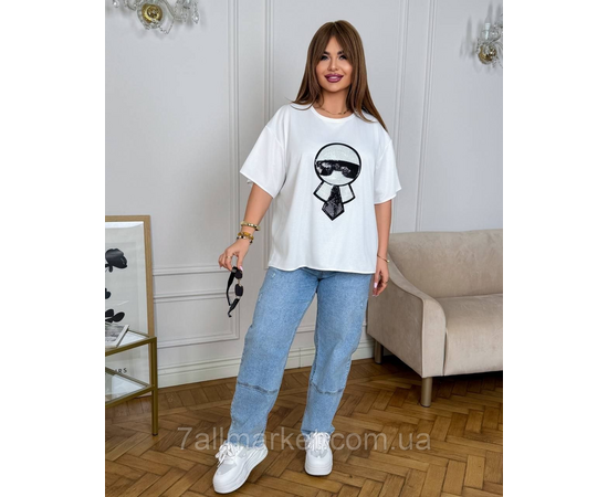 Фотография Футболка женская трикотажная с пайетками  р.46-60 "LADA" недорого оптом от прямого поставщика, изображение 2