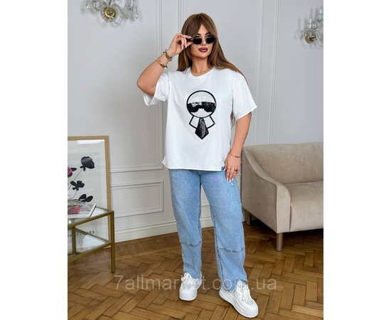 Фотография Футболка женская трикотажная с пайетками  р.46-60 "LADA" недорого оптом от прямого поставщика, изображение 5