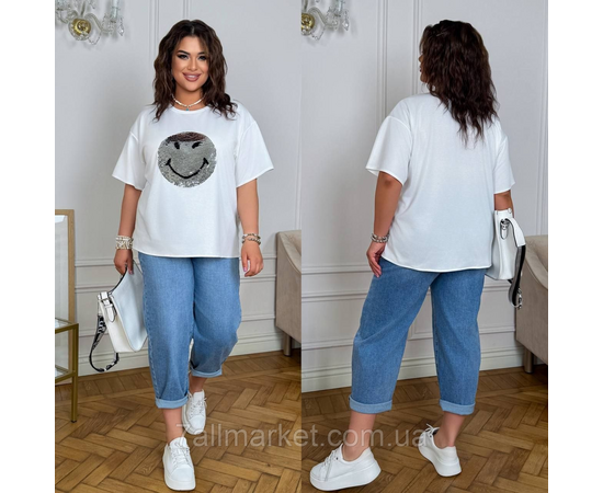 Фотография Футболка женская трикотажная с пайетками  р.46-60 "LADA" недорого оптом от прямого поставщика, изображение 3