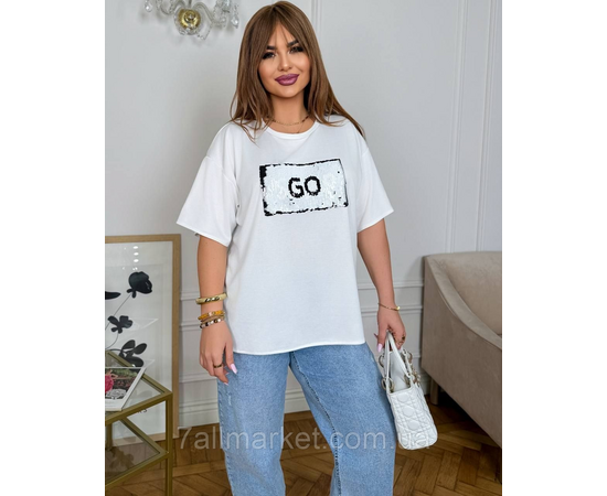 Фотография Футболка женская трикотажная с пайетками  р.46-60 "LADA" недорого оптом от прямого поставщика, изображение 5