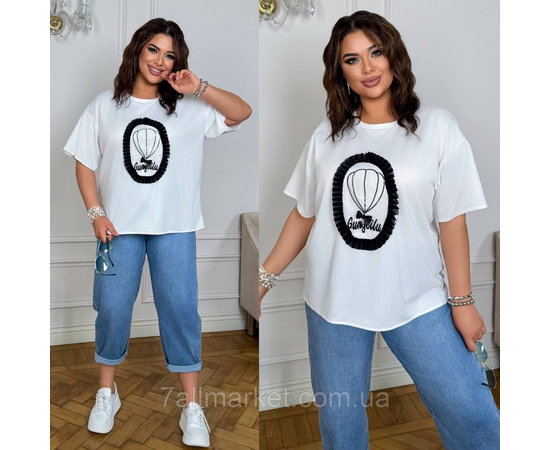 Фотография Футболка женская трикотажная с пайетками  р.46-60 "LADA" недорого оптом от прямого поставщика, изображение 2