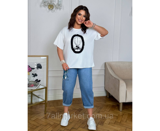 Фотография Футболка женская трикотажная с пайетками  р.46-60 "LADA" недорого оптом от прямого поставщика, изображение 5