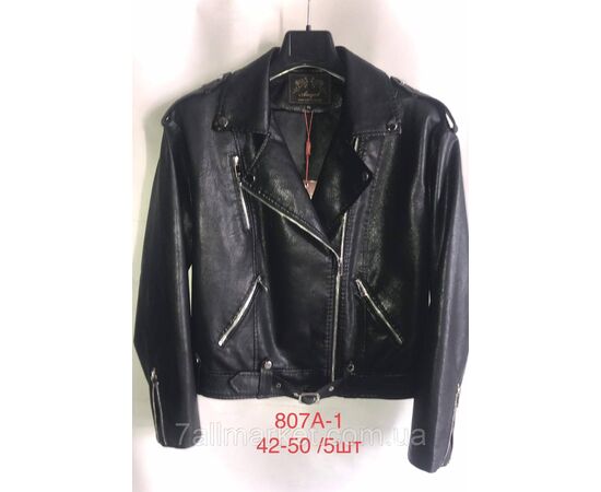 Фотография Куртка-косуха женская эко-кожа, воротник-отложной, р-ры 42-50 "ANGELIS"купить недорого от прямого поставщика, изображение 2
