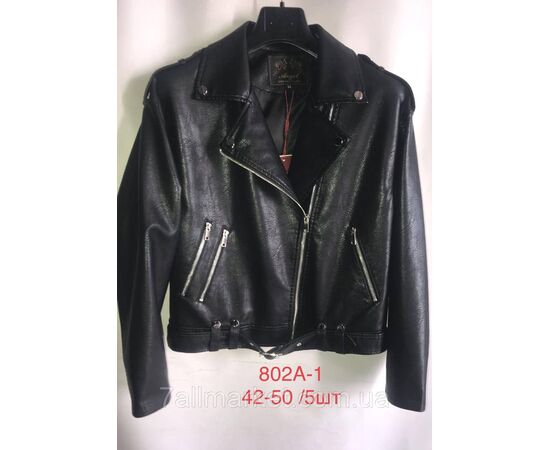 Фотография Куртка-косуха женская эко-кожа, воротник-отложной, р-ры 42-50 "ANGELIS"купить недорого от прямого поставщика, изображение 2
