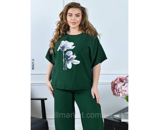 Костюм жіночий льон жатка батал 54,56,58,60 (9кв) "NOWEMBER" недорого від прямого постачальника, зображення 2