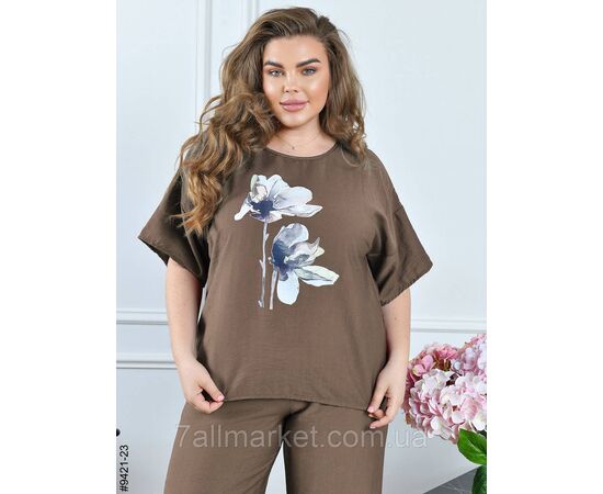 Костюм жіночий льон жатка батал 54,56,58,60 (9кв) "NOWEMBER" недорого від прямого постачальника, зображення 4