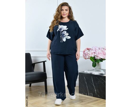 Костюм жіночий льон жатка батал 54,56,58,60 (9кв) "NOWEMBER" недорого від прямого постачальника, зображення 5