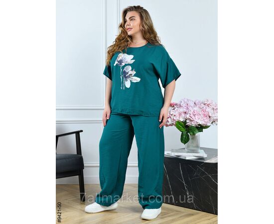 Костюм жіночий льон жатка батал 54,56,58,60 (9кв) "NOWEMBER" недорого від прямого постачальника, зображення 7