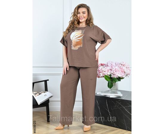 Костюм жіночий льон жатка батал 54,56,58,60 (9кв) "NOWEMBER" недорого від прямого постачальника, зображення 4