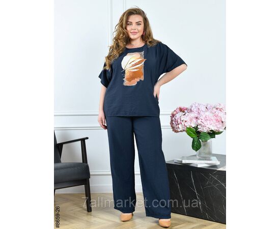 Костюм жіночий льон жатка батал 54,56,58,60 (9кв) "NOWEMBER" недорого від прямого постачальника, зображення 5