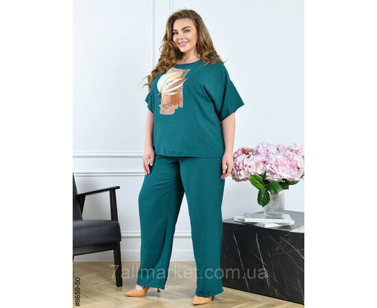 Костюм жіночий льон жатка батал 54,56,58,60 (9кв) "NOWEMBER" недорого від прямого постачальника, зображення 7