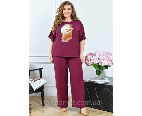 Костюм жіночий льон жатка батал 54,56,58,60 (9кв) "NOWEMBER" недорого від прямого постачальника, зображення 8