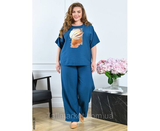 Костюм жіночий льон жатка батал 54,56,58,60 (9кв) "NOWEMBER" недорого від прямого постачальника, зображення 9