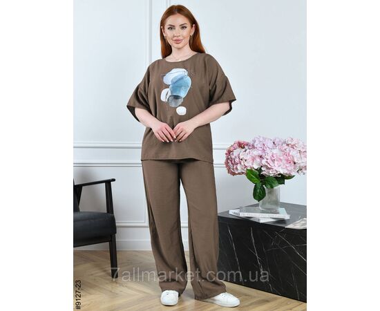 Костюм жіночий льон жатка напівбатал 50,52,54,56 (9кв) "NOWEMBER" недорого від прямого постачальника, зображення 4