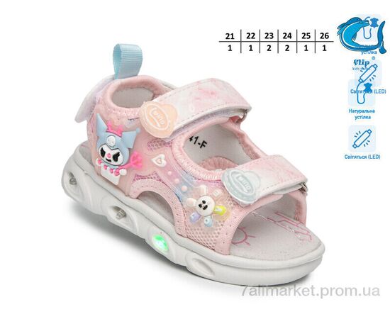 Босоніжки дитячі літні Літо 65041F LED (8 пар р.21-26) "TOM.M" недорого оптом від прямого постачальника, зображення 2