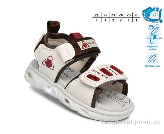 Сандалії дитячі літні Літо 65038D LED (8 пар р.21-26) "TOM.M" недорого оптом від прямого постачальника, зображення 2