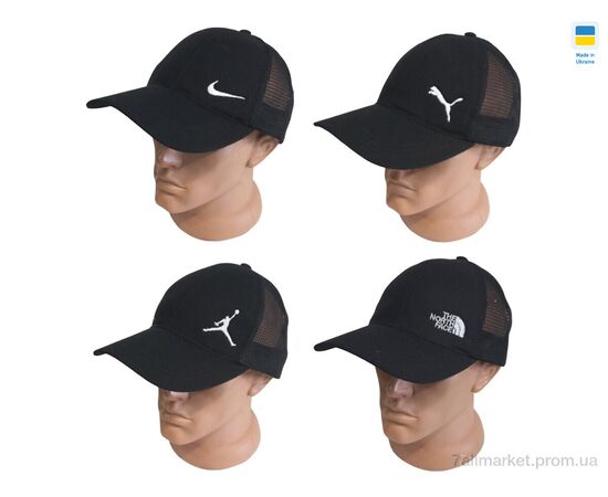 Фотография Кепка унисекс Лето 0756 чорний (4 шт. р.сетка 56-60) "Mabi" недорого оптом от прямого поставщика, изображение 2