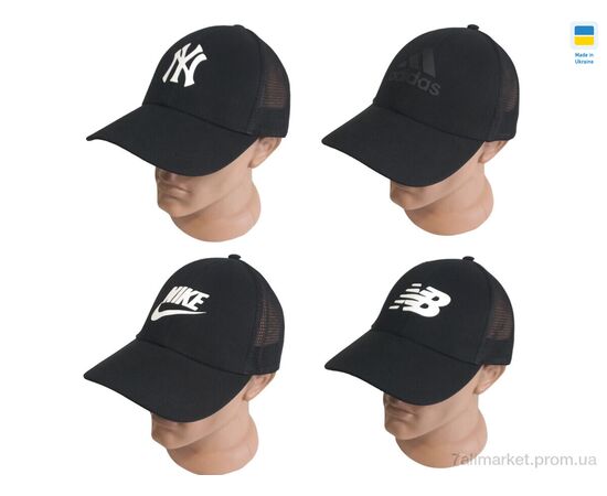 Фотография Кепка унисекс Лето 0761 чорний (4 шт. р.сетка 56-60) "Mabi" недорого оптом от прямого поставщика, изображение 2