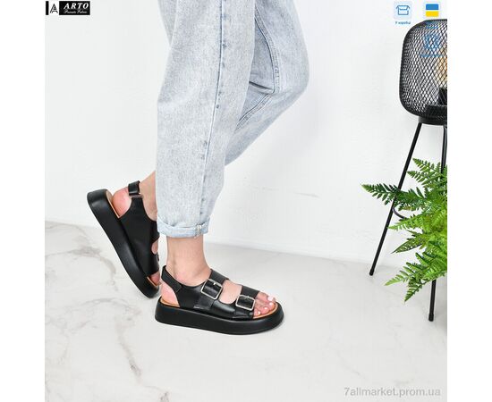 Босоніжки жіночі літні Літо 414 чорний к. (8 пар р.36-41) "ARTO" недорого оптом від прямого постачальника, зображення 4