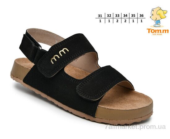 Босоніжки дитячі літні Літо T68063 black (8 пар р.31-36) "TOM.M" недорого оптом від прямого постачальника, зображення 2