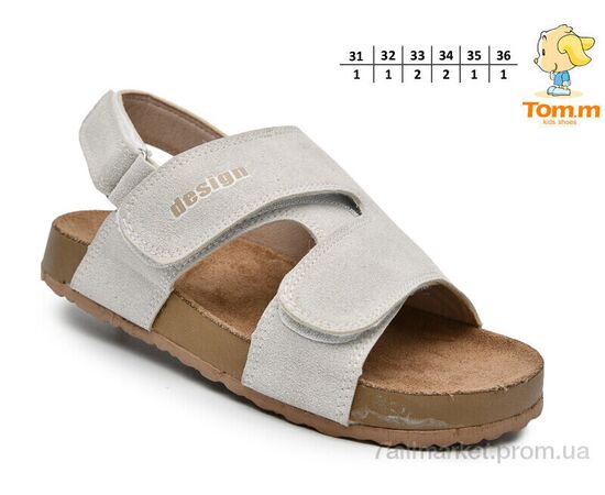 Босоніжки дитячі літні Літо T68062 grey (8 пар р.31-36) "TOM.M" недорого оптом від прямого постачальника, зображення 2