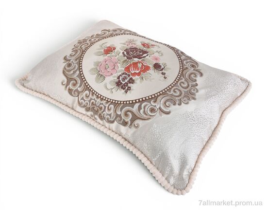 Подушка  Гобелен коло 3 квітки (99035) бежевий 50x70см (2 шт. р.сіткаOne size) "Obuvok" недорого оптом від прямого постачальника, зображення 2