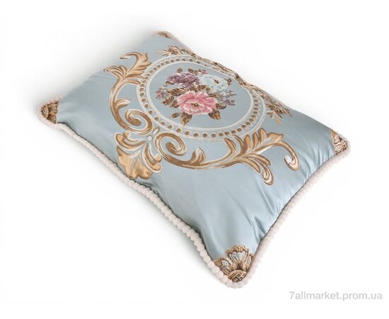 Подушка  Гобелен 3 квітки (99036) блакитний 50x70см (2 шт. р.сіткаOne size) "Obuvok" недорого оптом від прямого постачальника, зображення 2