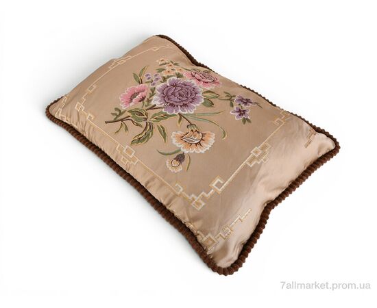Подушка  Гобелен 4 квітки в квадраті (99034) коричневий 50x70см (2 шт. р.сіткаOne size) "Obuvok" недорого оптом від прямого постачальника, зображення 2