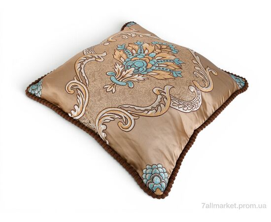 Подушка  Гобелен букет (99029) коричневий 55x55см (2 шт. р.сіткаOne size) "Obuvok" недорого оптом від прямого постачальника, зображення 2