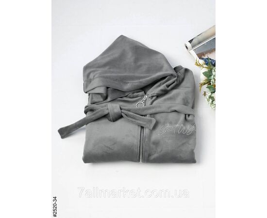 Халат жіночий на блискавці з поясом велвелюр батал 52-54,56-58,60-62 (7кв) "NOWEMBER", зображення 4