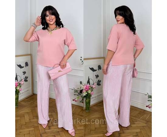 Костюм-двійка жіночий креп костюмка + плесе розміри 46-60 "LADA" недорого від прямого постачальника, зображення 2
