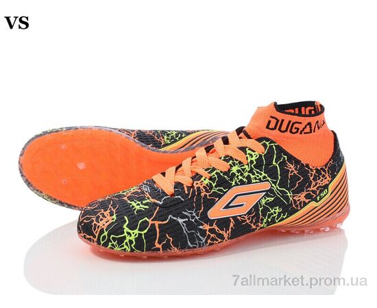 Футбольне взуття дитячі Весна/осінь Dugana 006 black-orange (8 пар р.36-39) "VS" недорого оптом від прямого постачальника, зображення 2