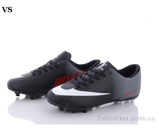 Футбольне взуття дитячі Весна/осінь Mercurial 08 Black Crampon (36-39) (8 пар р.36-39) "VS" недорого оптом від прямого постачальника, зображення 2