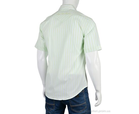 Чоловіча сорочка Літо L1203-44 (12527) green (12 шт. р.сіткаS-2XL) "Obuvok" недорого оптом від прямого постачальника, зображення 2