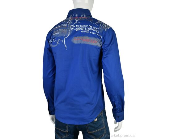 Чоловіча сорочка Весна/осінь JI0931 (12527) blue (12 шт. р.сіткаS-2XL) "Obuvok" недорого оптом від прямого постачальника, зображення 2