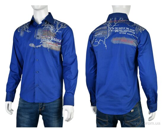 Чоловіча сорочка Весна/осінь JI0931 (12527) blue (12 шт. р.сіткаS-2XL) "Obuvok" недорого оптом від прямого постачальника, зображення 3