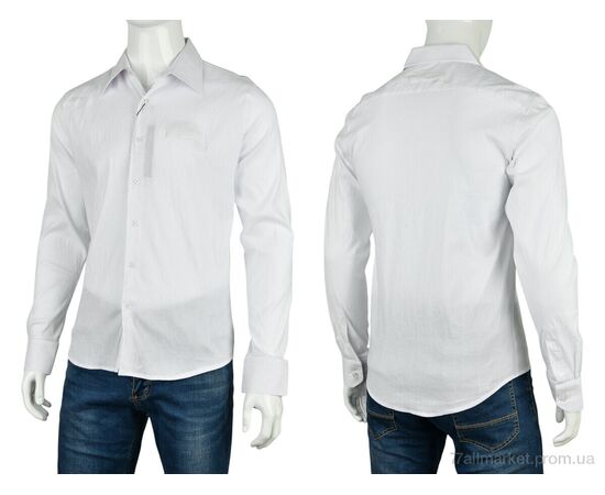 Чоловіча сорочка Весна/осінь M1007 (12178) white (12 шт. р.сіткаS-2XL) "Obuvok" недорого оптом від прямого постачальника, зображення 3