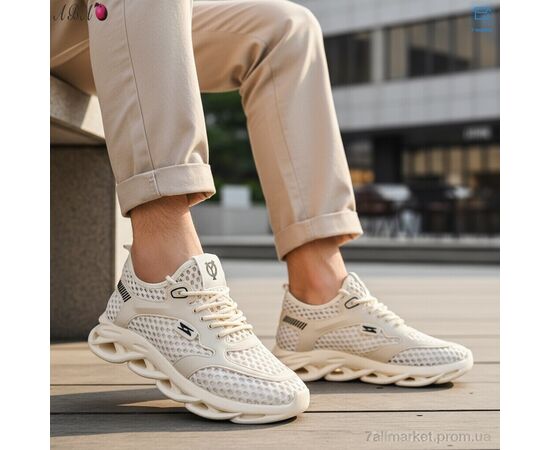 Кросівки чоловічі модні Літо S006 beige (8 пар р.40-44) "Aba" недорого оптом від прямого постачальника, зображення 2